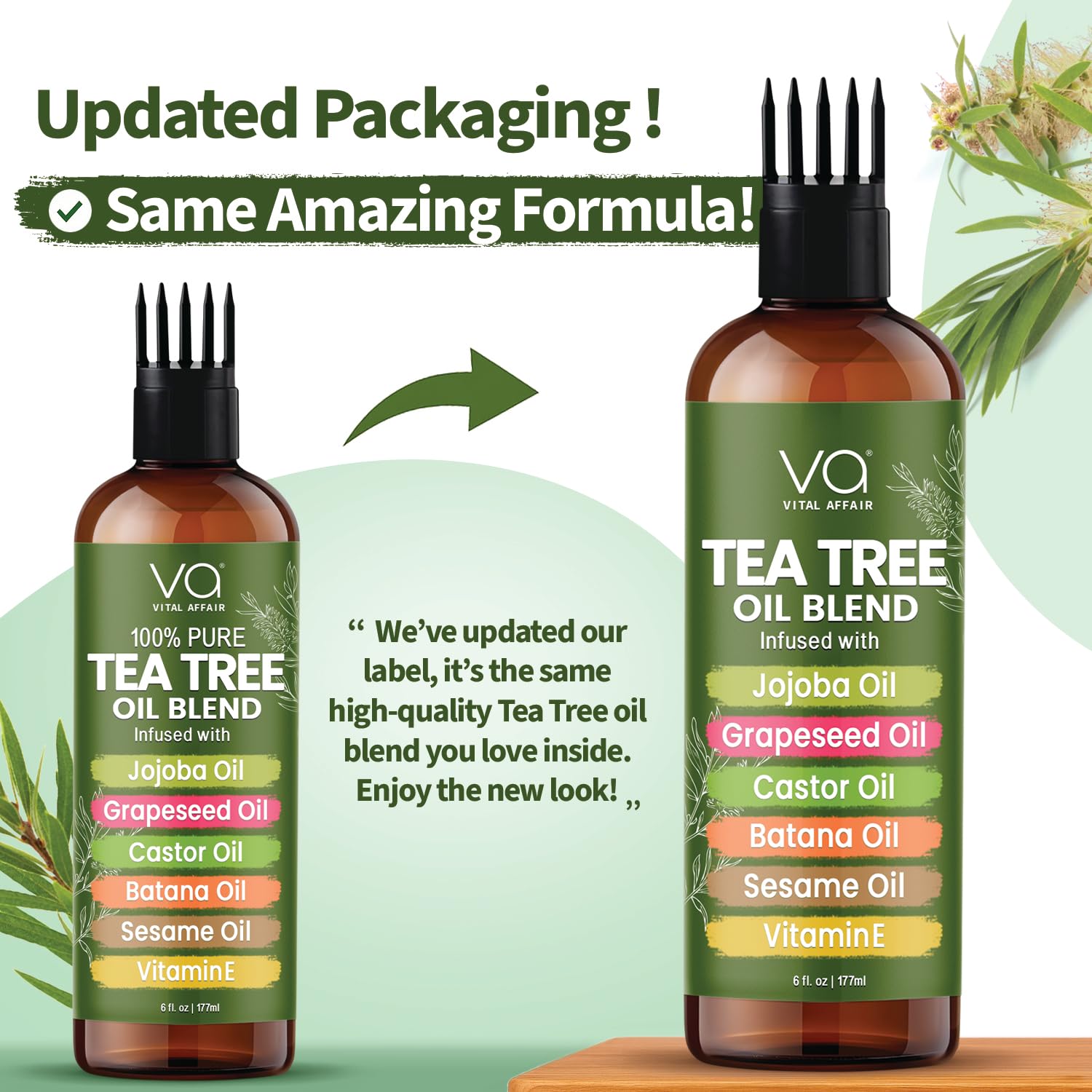 VITAL AFFAIR bottle staged on wood for lifestyle appeal and natural ingredient story