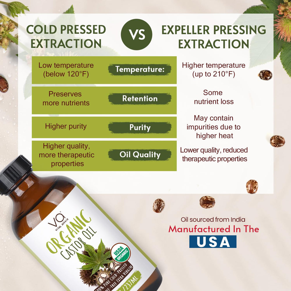 VITAL AFFAIR pouring texture of golden castor oil demonstrating rich consistency