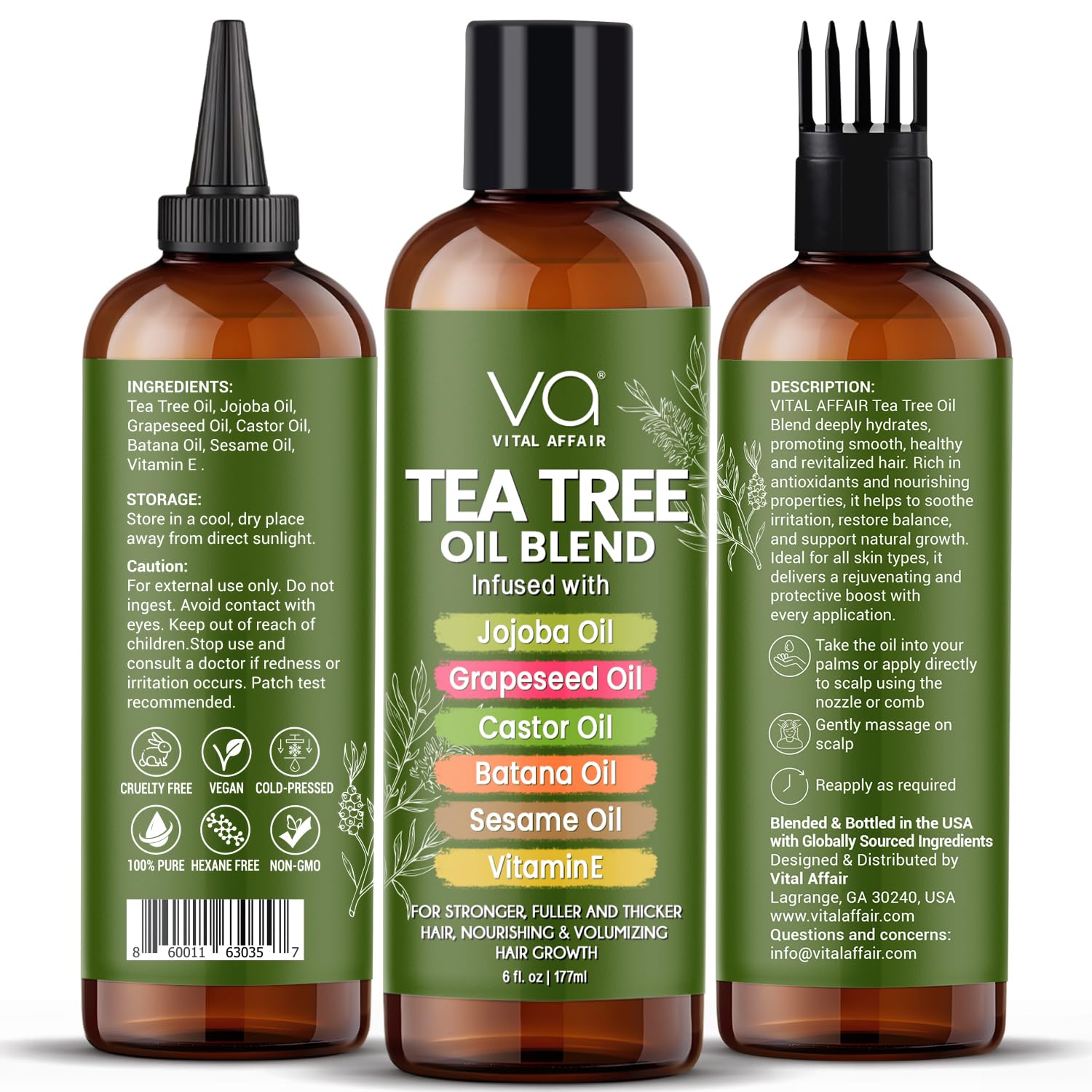 VITAL AFFAIR label close-up highlighting ingredients and clean formulation benefits