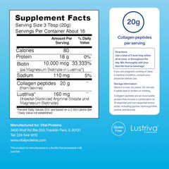 vital proteins scoop with powder illustrating serving size and convenience