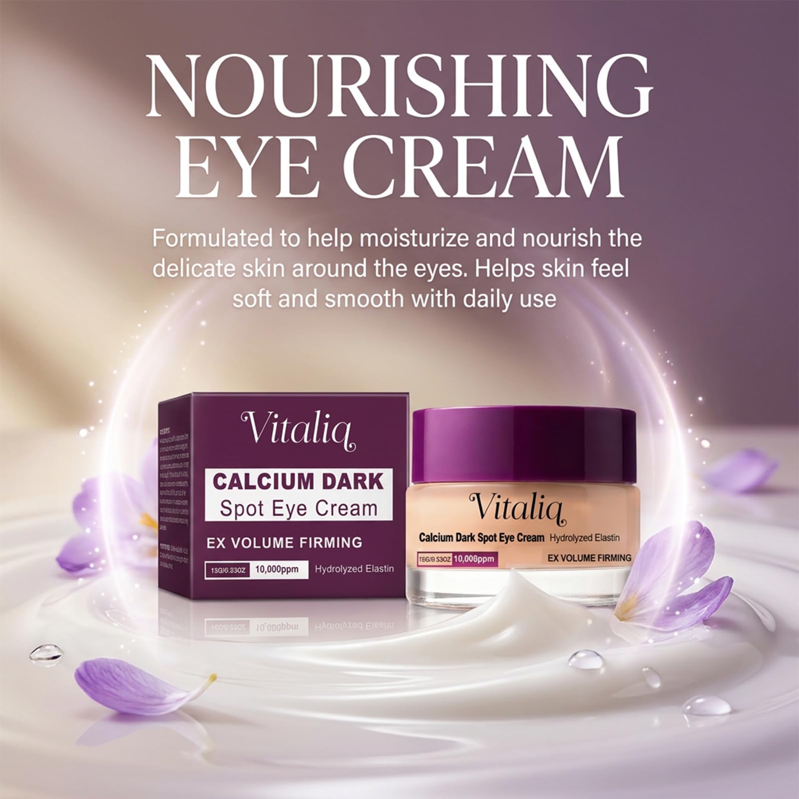 Vitaliq texture close-up highlighting creamy feel and quick absorption benefit