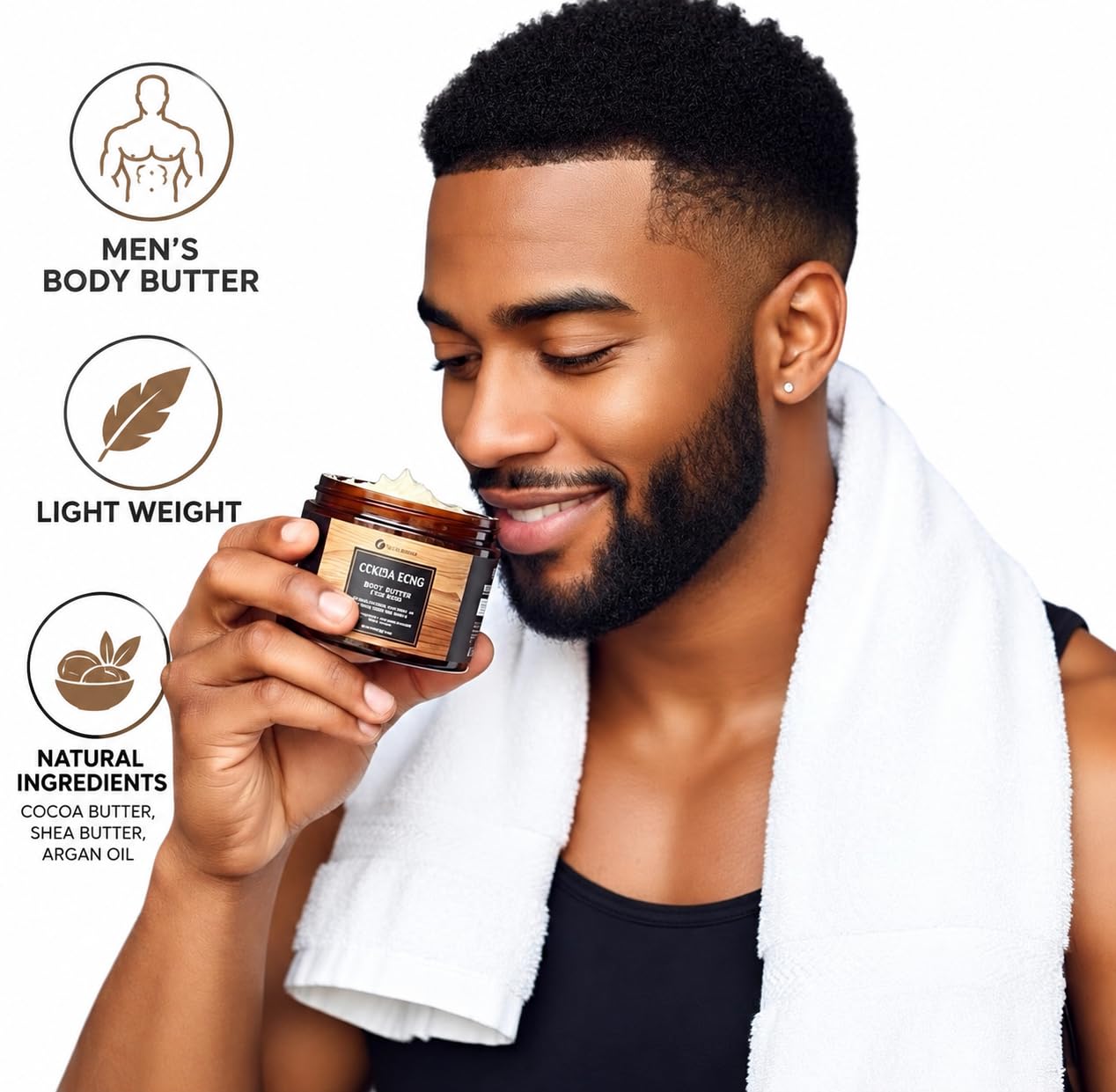 VITALSKINOIL ingredients label highlighting shea, cocoa and vitamin E benefits