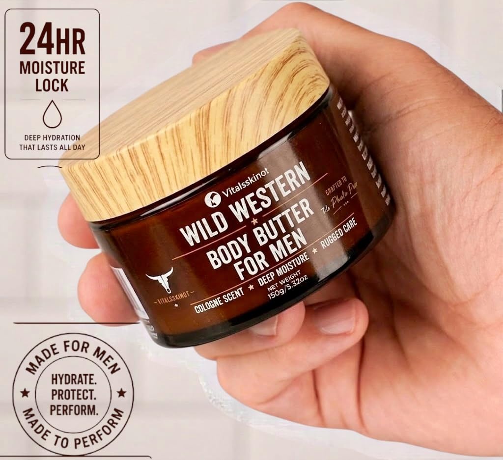 VITALSKINOIL shea, cocoa and jojoba arrangement highlighting natural moisturizing benefits