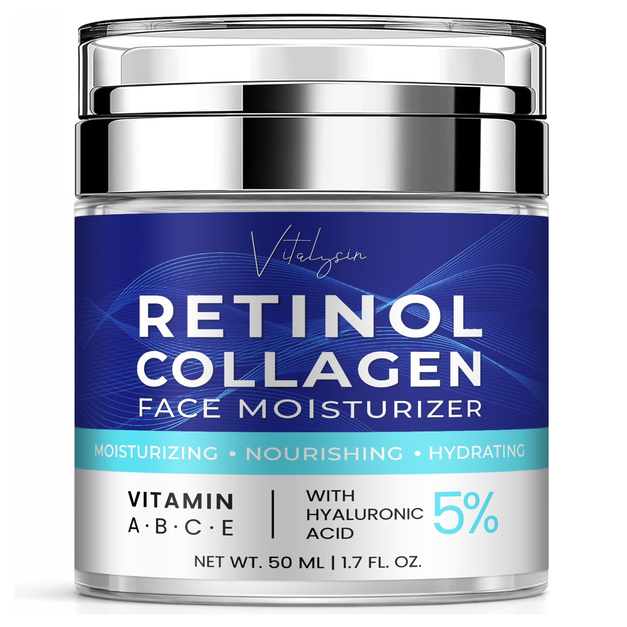 Vitalysin front jar showing unscented face moisturizer and clear packaging benefit
