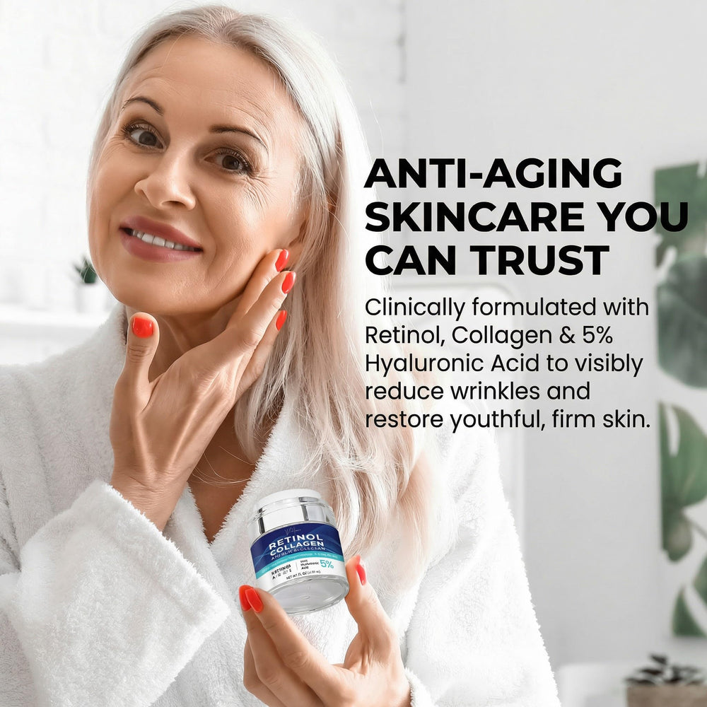 Vitalysin label detail displaying key ingredients retinol collagen hyaluronic acid benefit