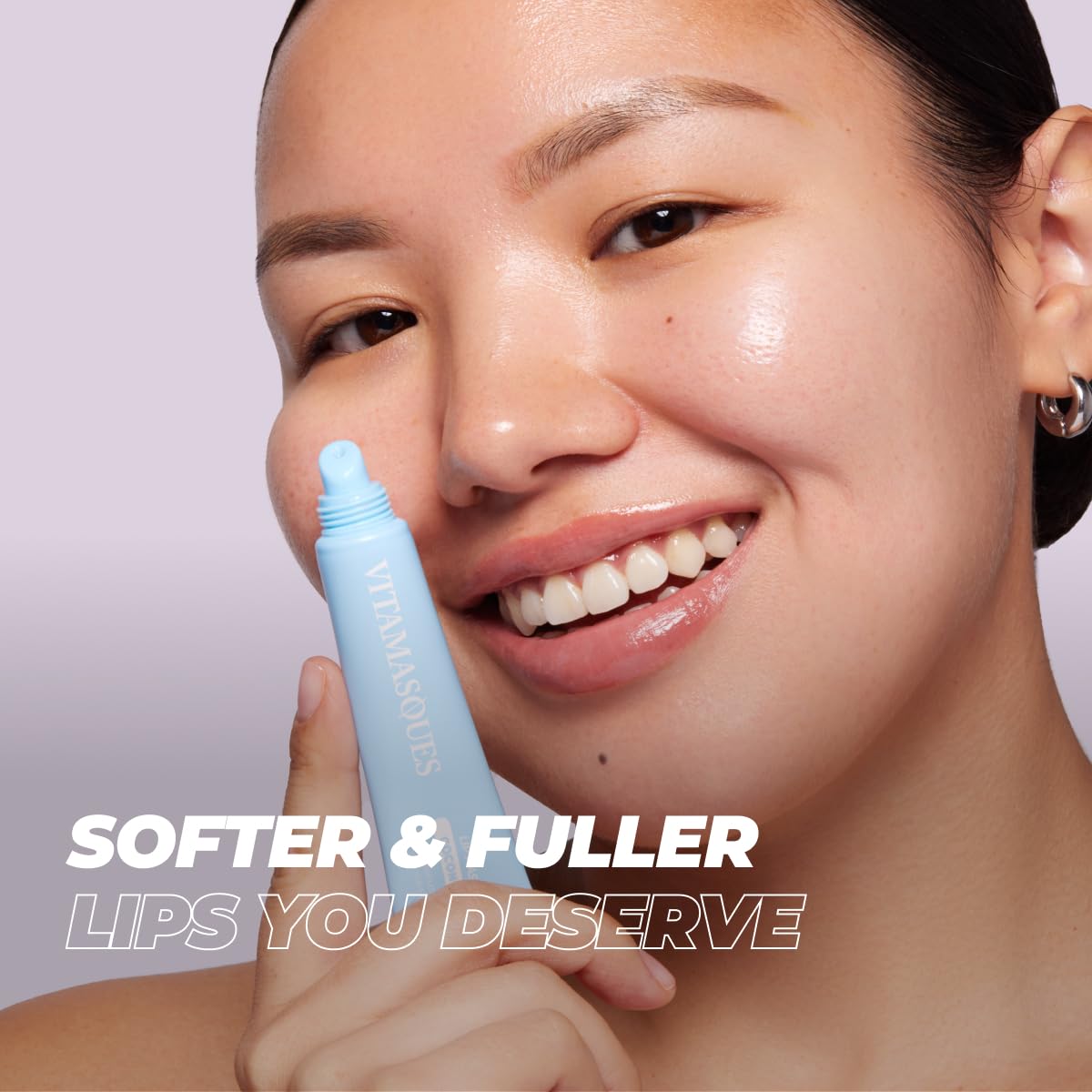 Lip mask beside pillow demonstrating Vitamasques overnight routine for softer lips