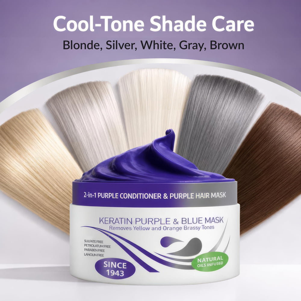 Applying VITAMINS mask to blonde hair mid-lengths demonstrates color correction