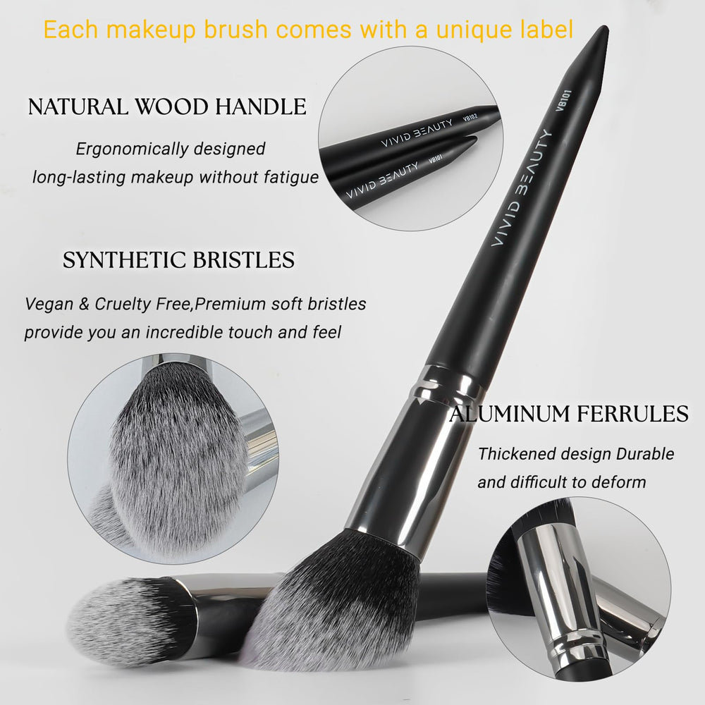 VIVID BEAUTY brush applying foundation for flawless coverage and easy blending