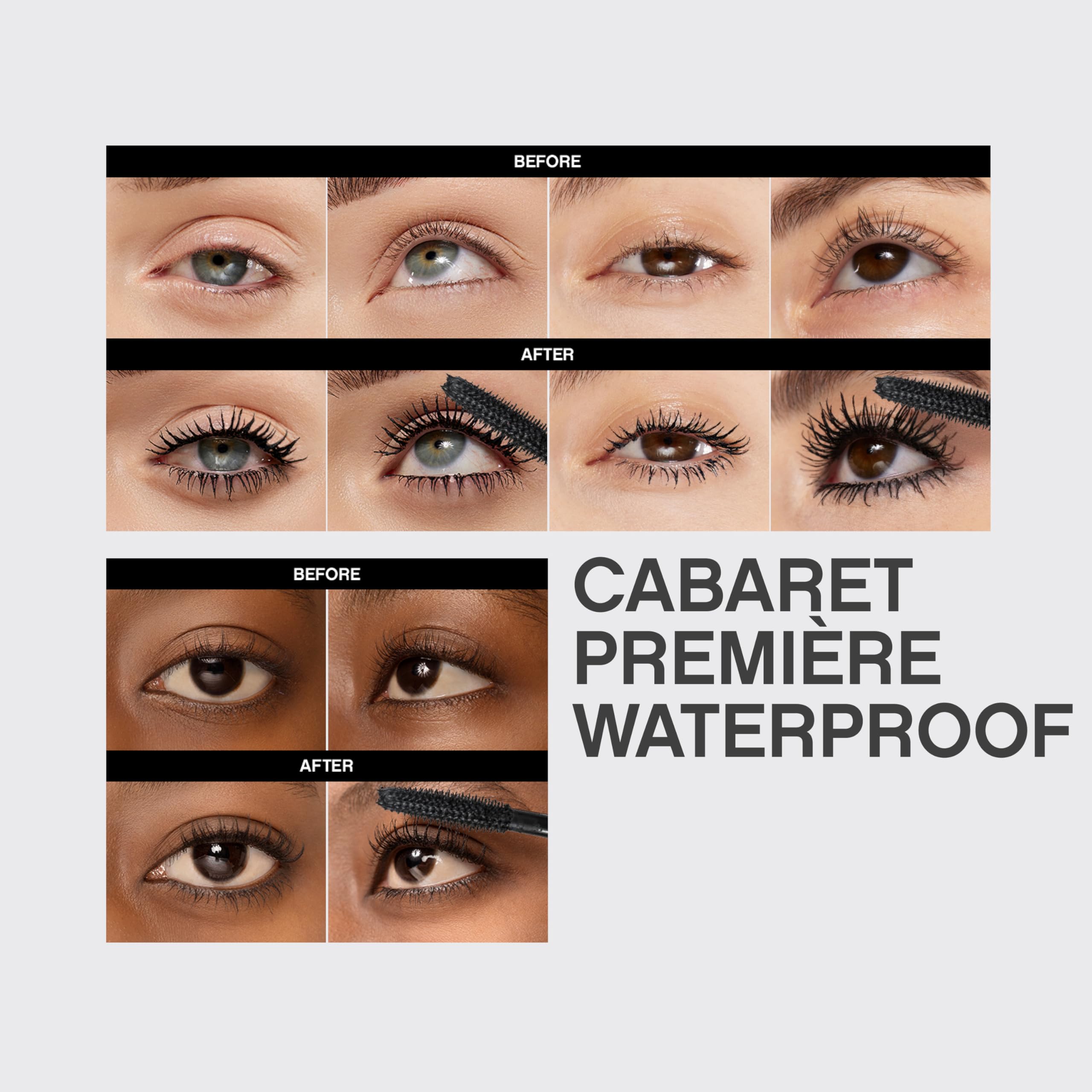 Vivienne Sabó mascara swiped on lashes showing added length and volume