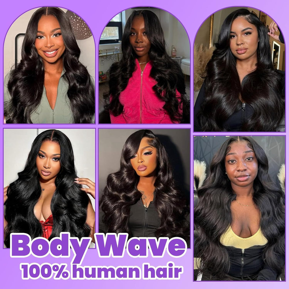 VKOFUN model wearing body wave bundles showcasing styled, salon-quality look