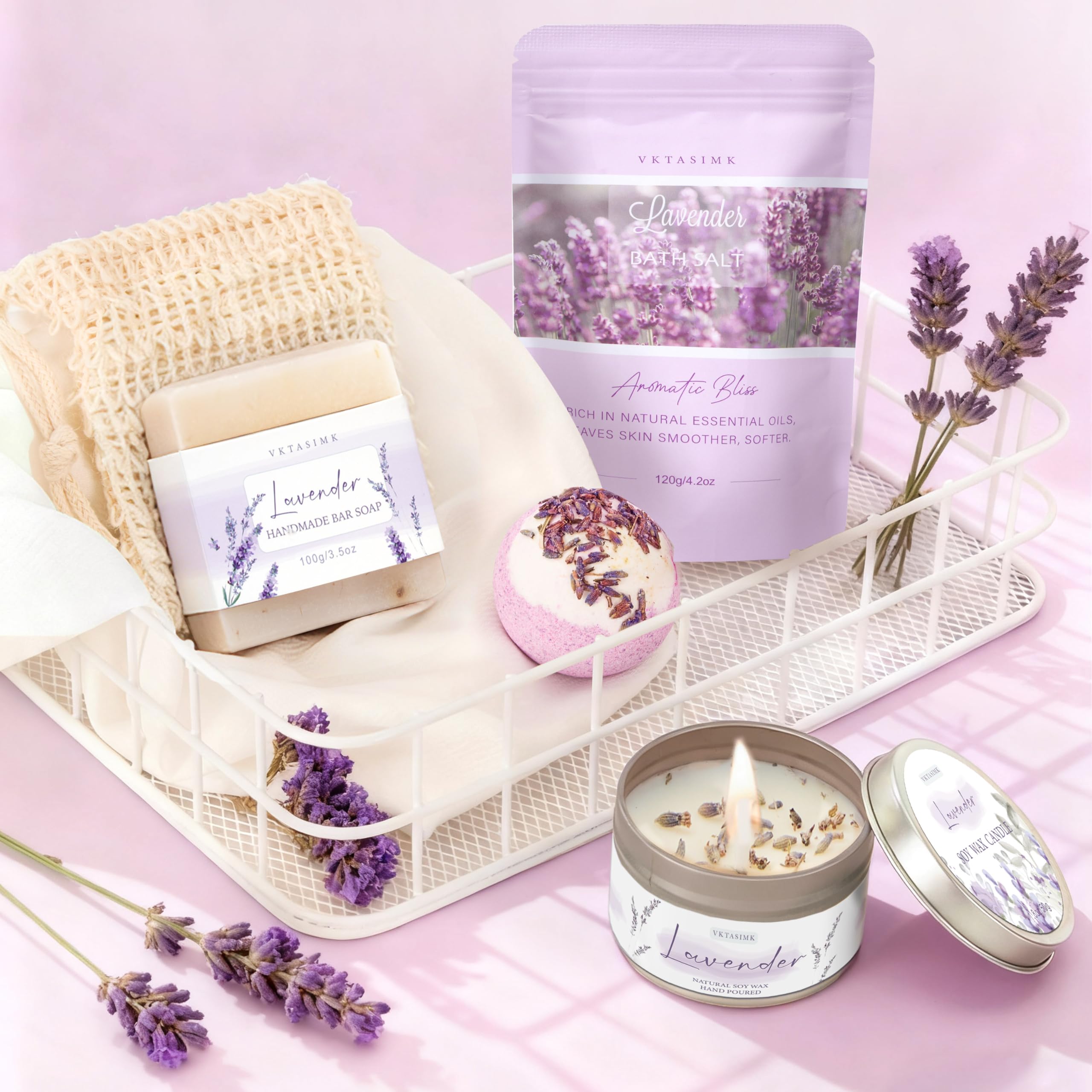 VKTASIMK bath bombs with lavender essential oil displaying restorative bath experience