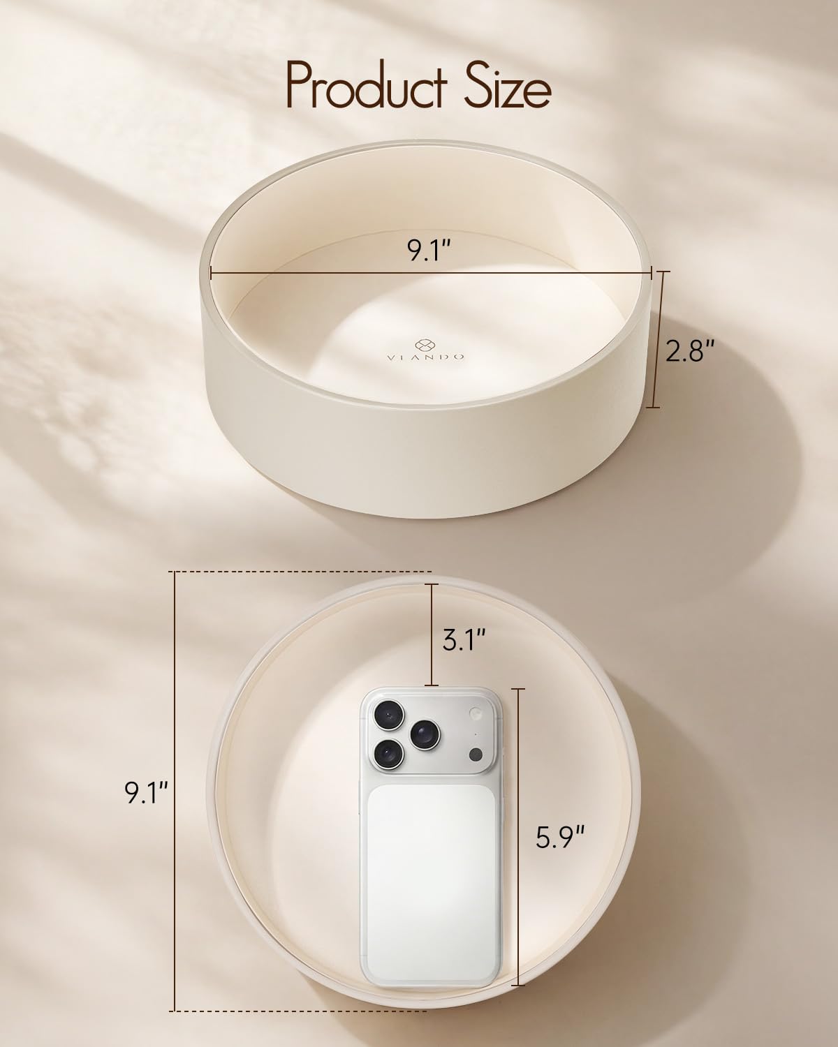 VLANDO organizer next to hand for scale to show compact, space-saving size