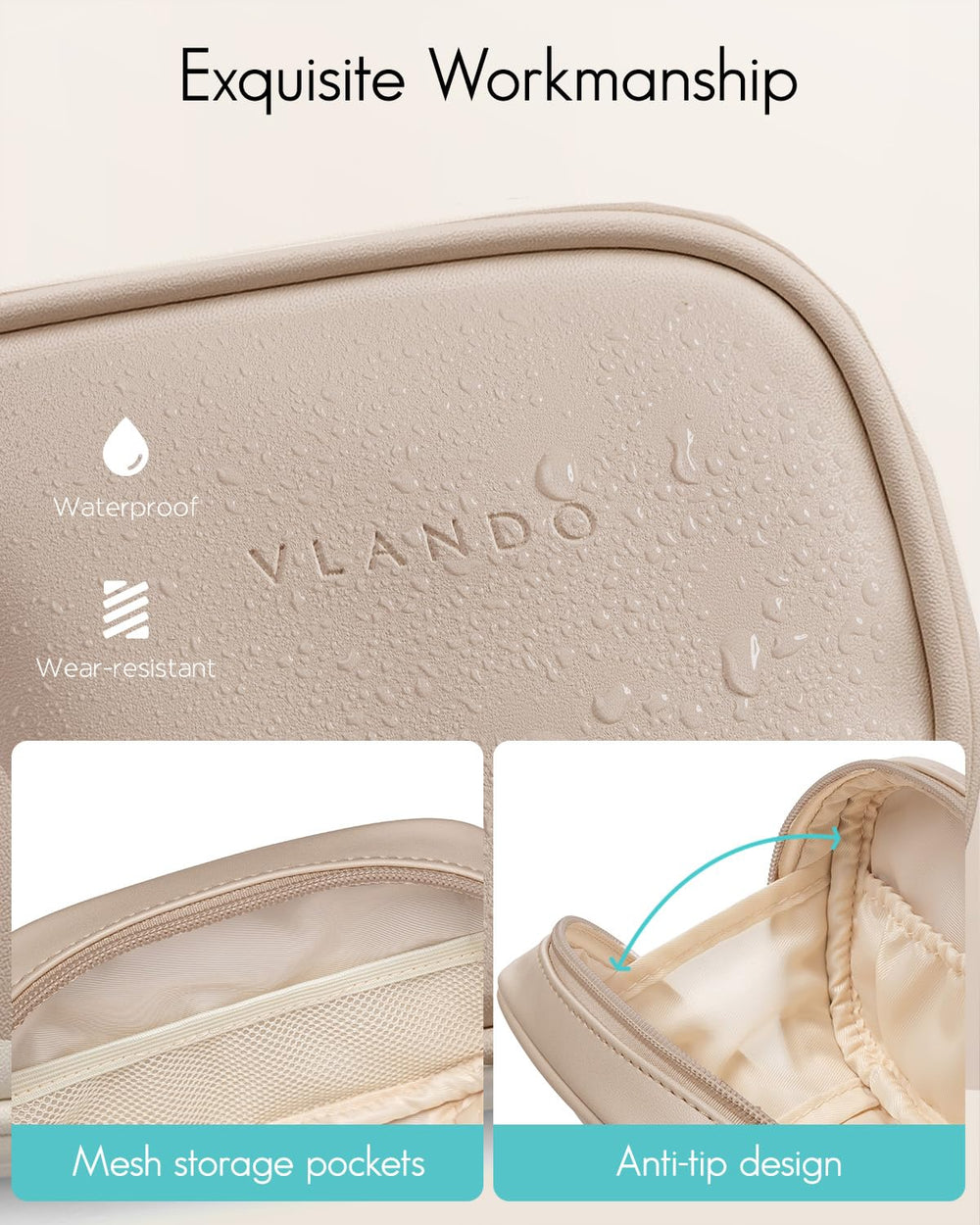 VLANDO close-up of PU leather texture showing durable, easy-clean finish
