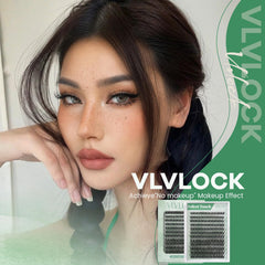 VLVLOCK eyelash clusters applied during makeup session showing quick DIY convenience
