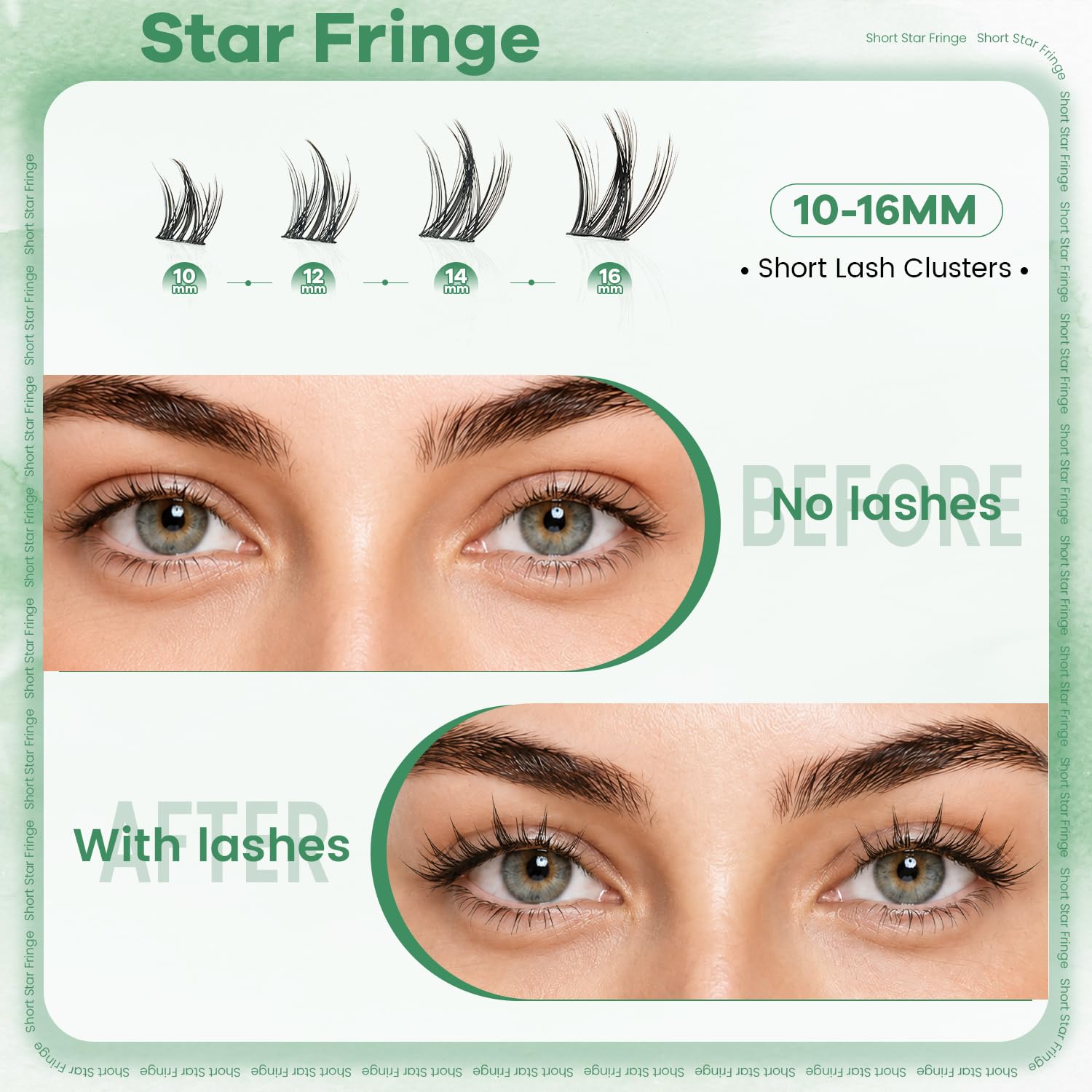 VLVLOCK lash cluster application on eye demonstrating easy DIY placement and lifted look