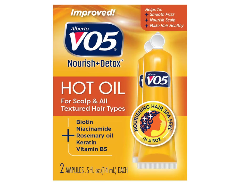 VO5 cap and nozzle detail for precise, mess-free hot oil application