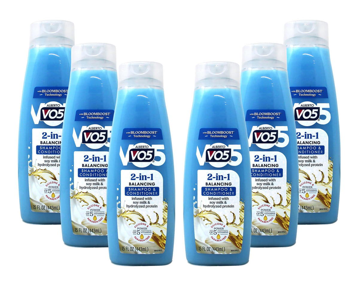 VO5 front packaging six-pack showing convenience and value