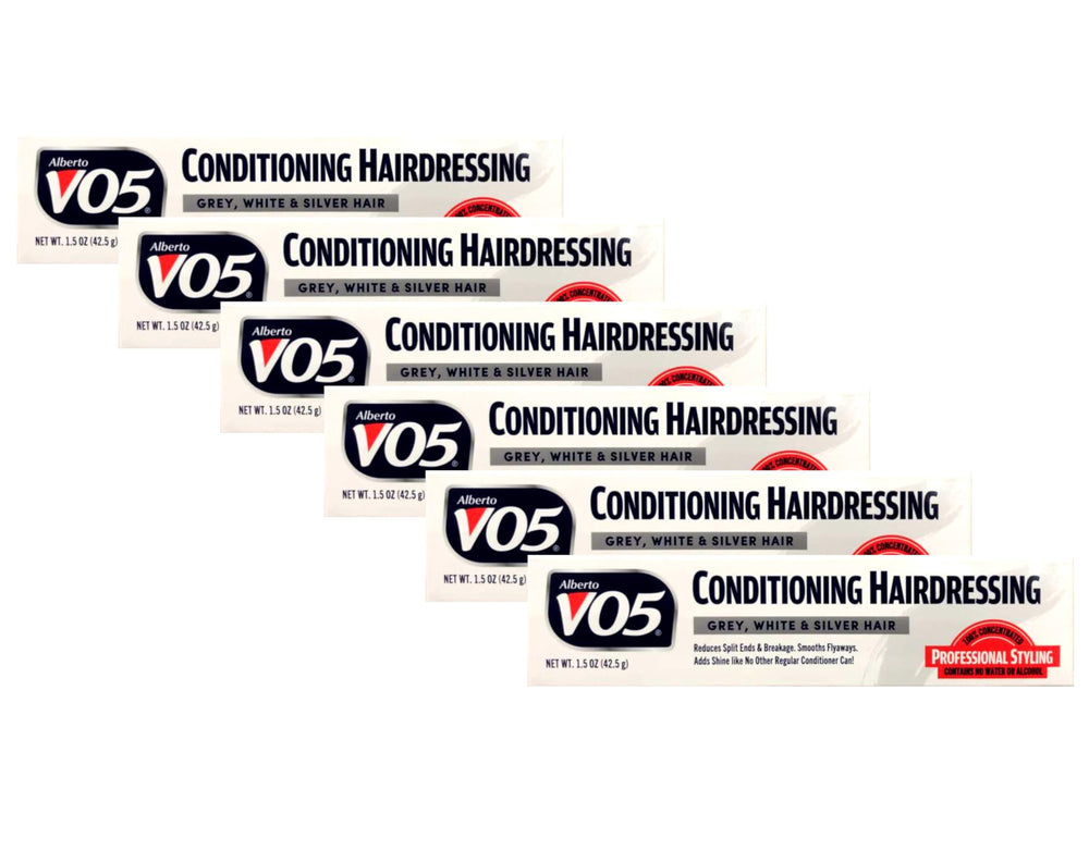 VO5 front packaging showing six 1.5oz tubes, convenient travel pack