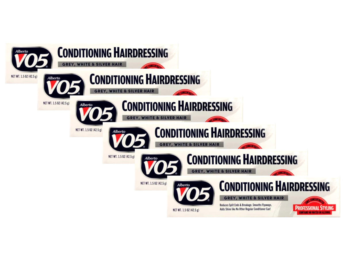 VO5 front packaging showing six 1.5oz tubes, convenient travel pack
