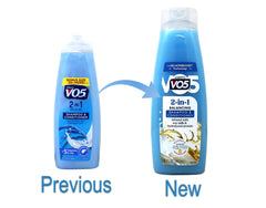 VO5 single bottle close-up label highlighting brand and instructions