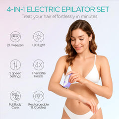 VOGOE epilator head closeup with 21 tweezers capturing fine hairs precisely
