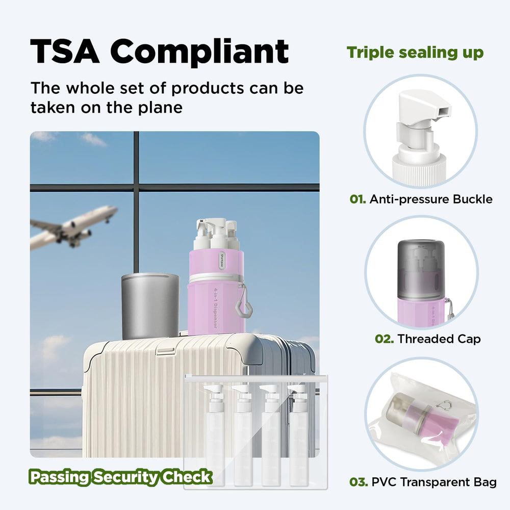 VOGOGE bottles beside a ruler showing 55ml capacity for TSA compliance