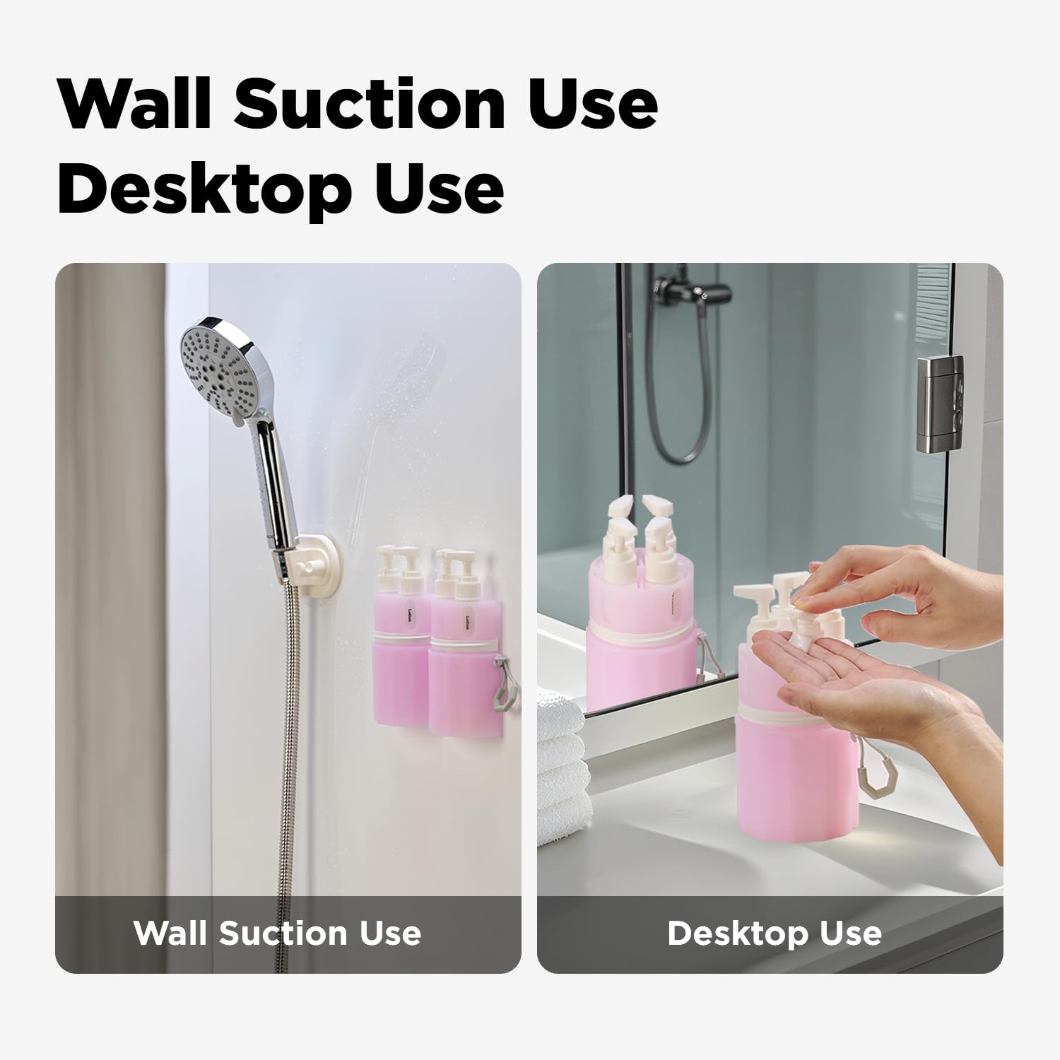 VOGOGE spray head next to bottles illustrating versatile application options