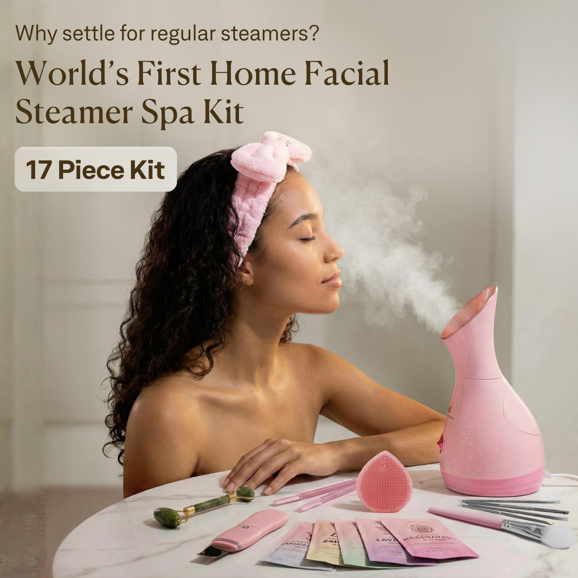 VogueNow 17 spa tools neatly arranged in box for complete facial routine