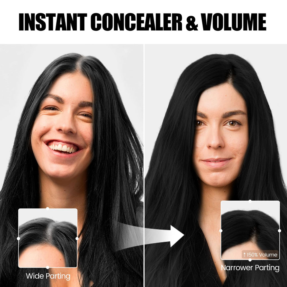 VOLLUCK sprayed roots before and after showing instant coverage and fuller look