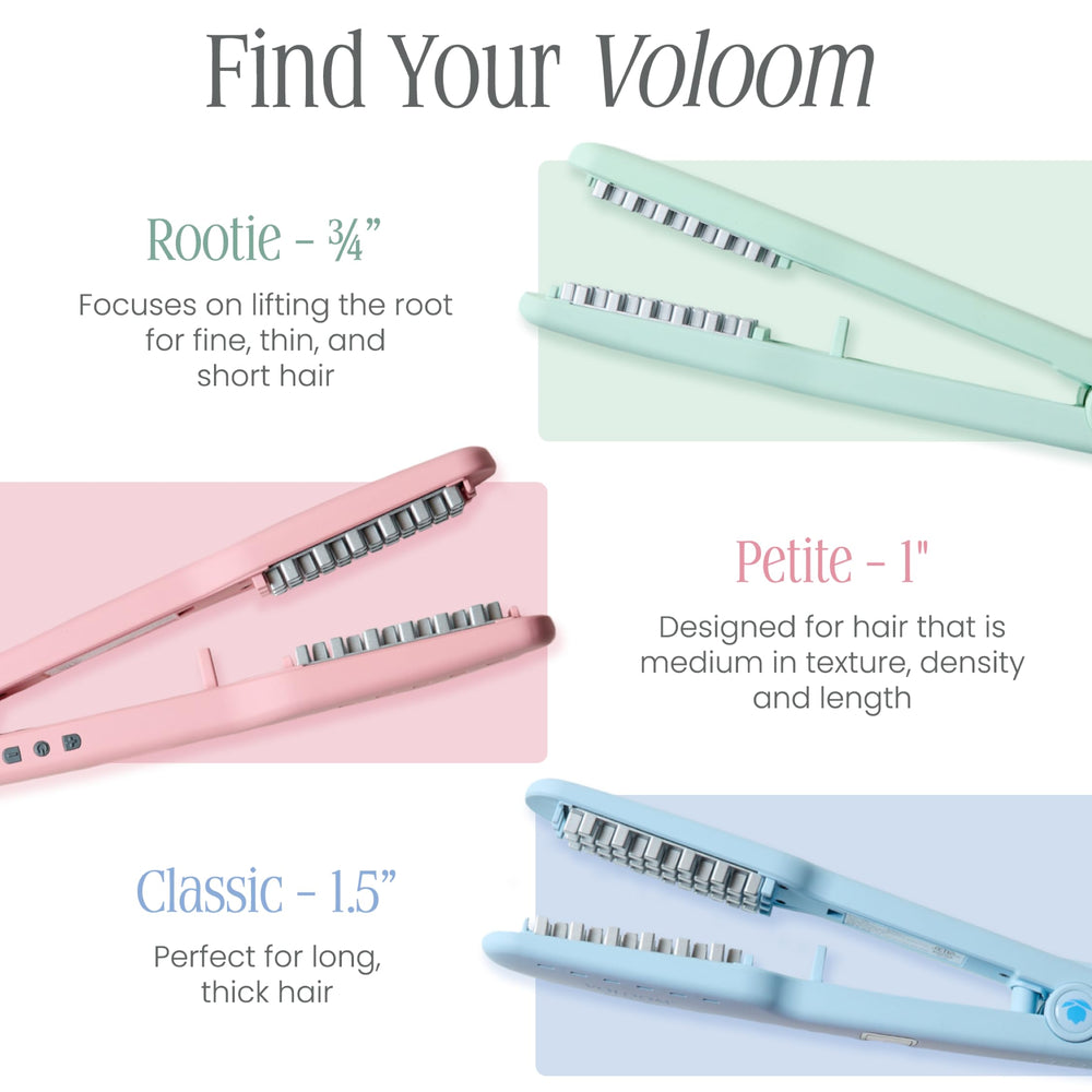 VOLOOM on bathroom vanity styled in a morning routine for quick salon results