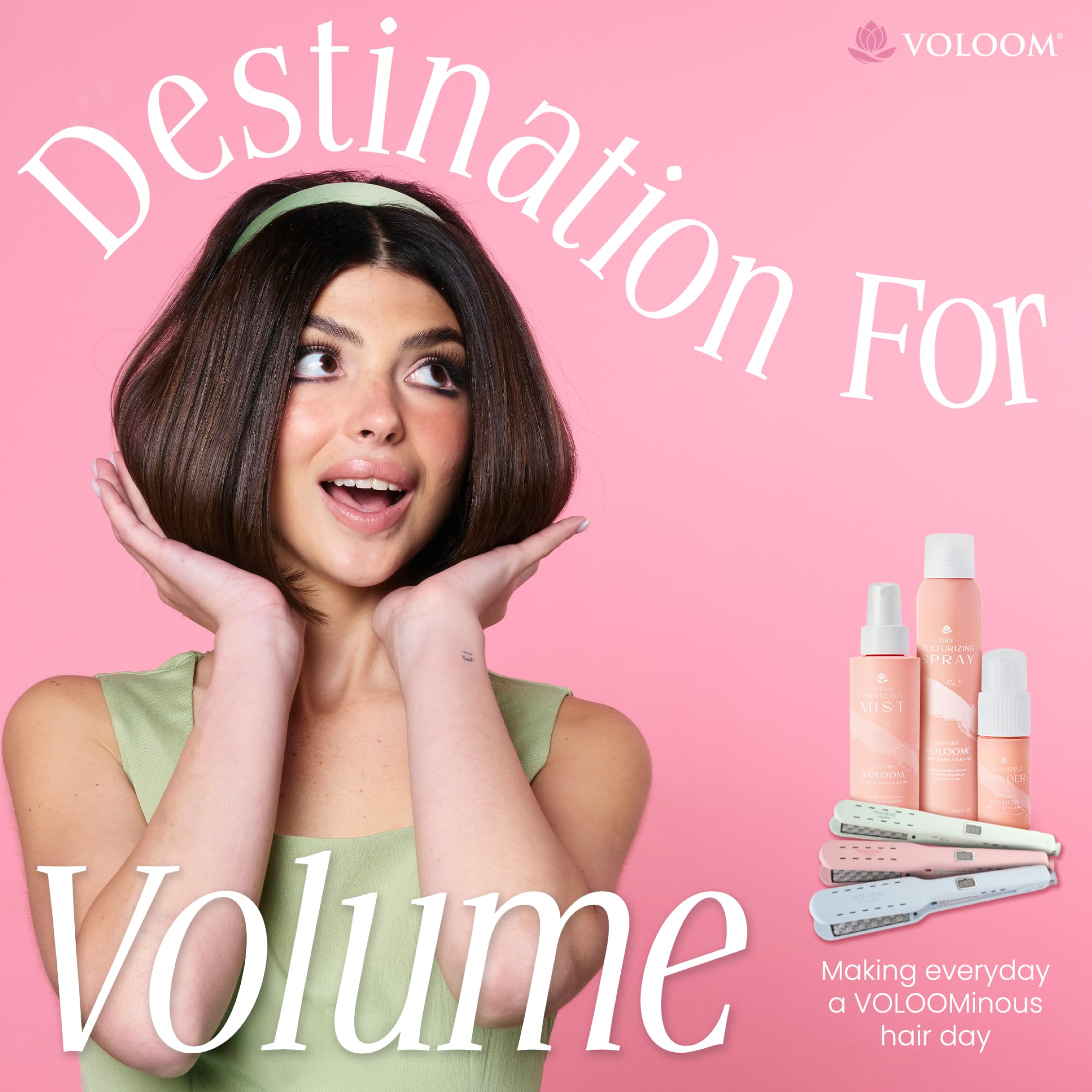 VOLOOM unboxed with accessories showing included features for at-home styling