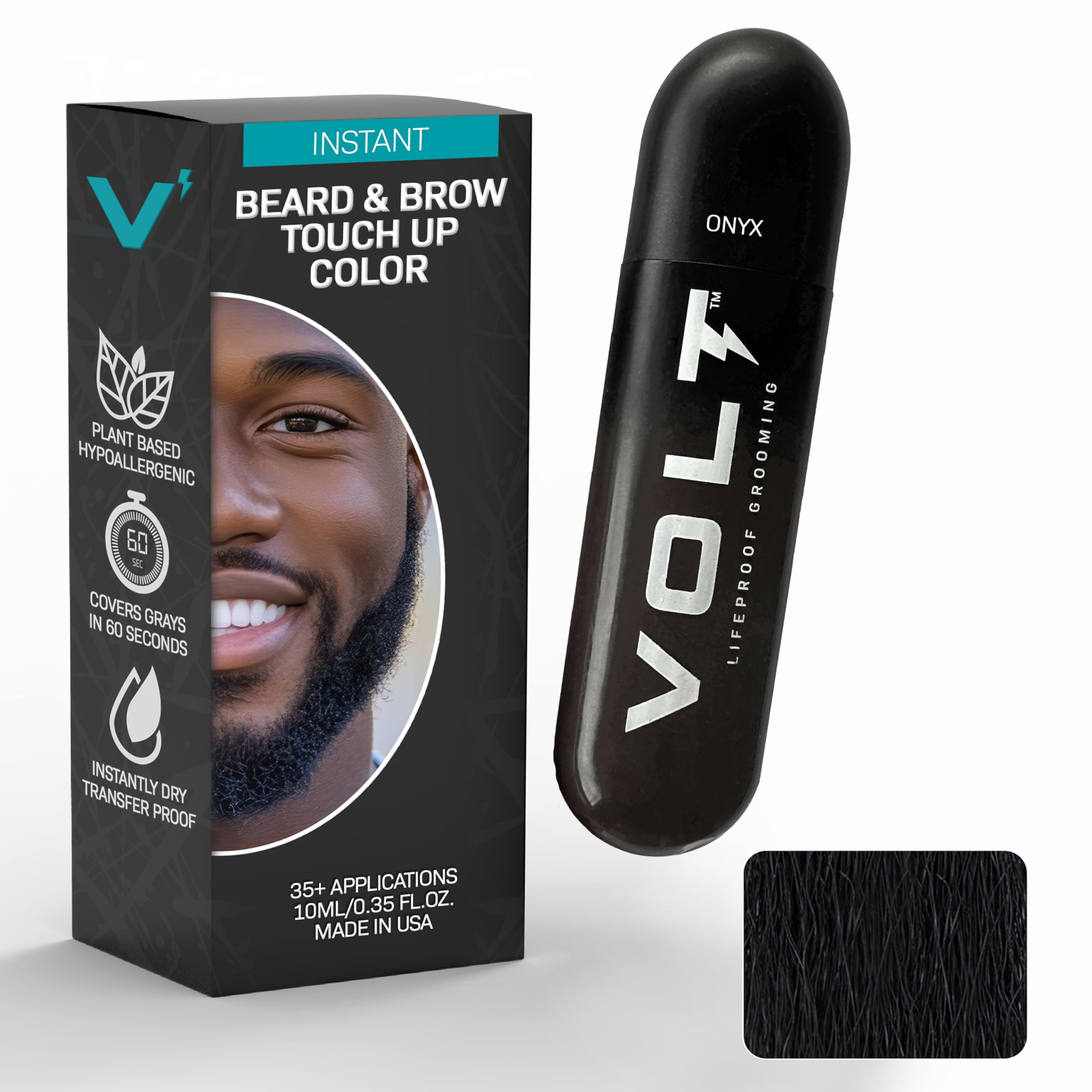 VOLT front packaging showing onyx black bottle enhancing quick touch-ups