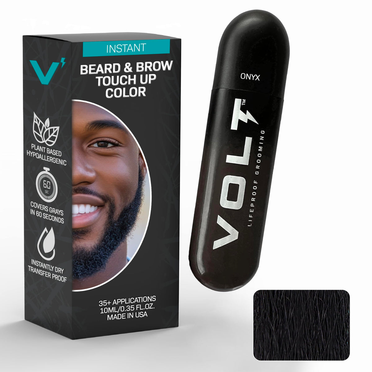 VOLT front packaging showing onyx black bottle enhancing quick touch-ups