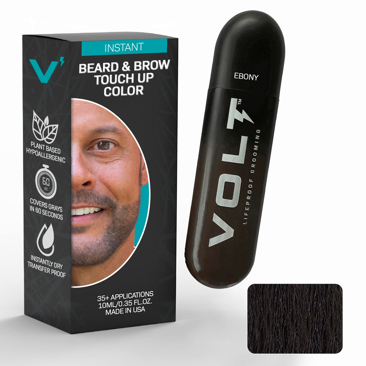 VOLT front packaging showing ebony brown color and compact benefits