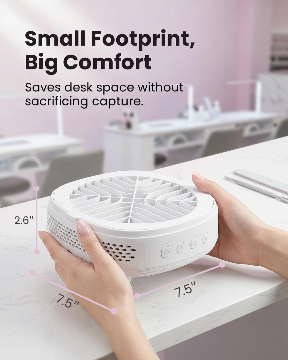 voltrish in-use in salon capturing nail dust for cleaner workspace benefit