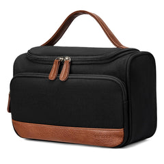 Vorspack front view of medium black toiletry bag showing upright benefit