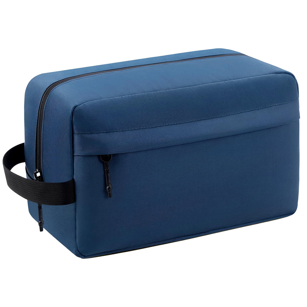Vorspack front view navy toiletry bag showing compact professional look and easy packing