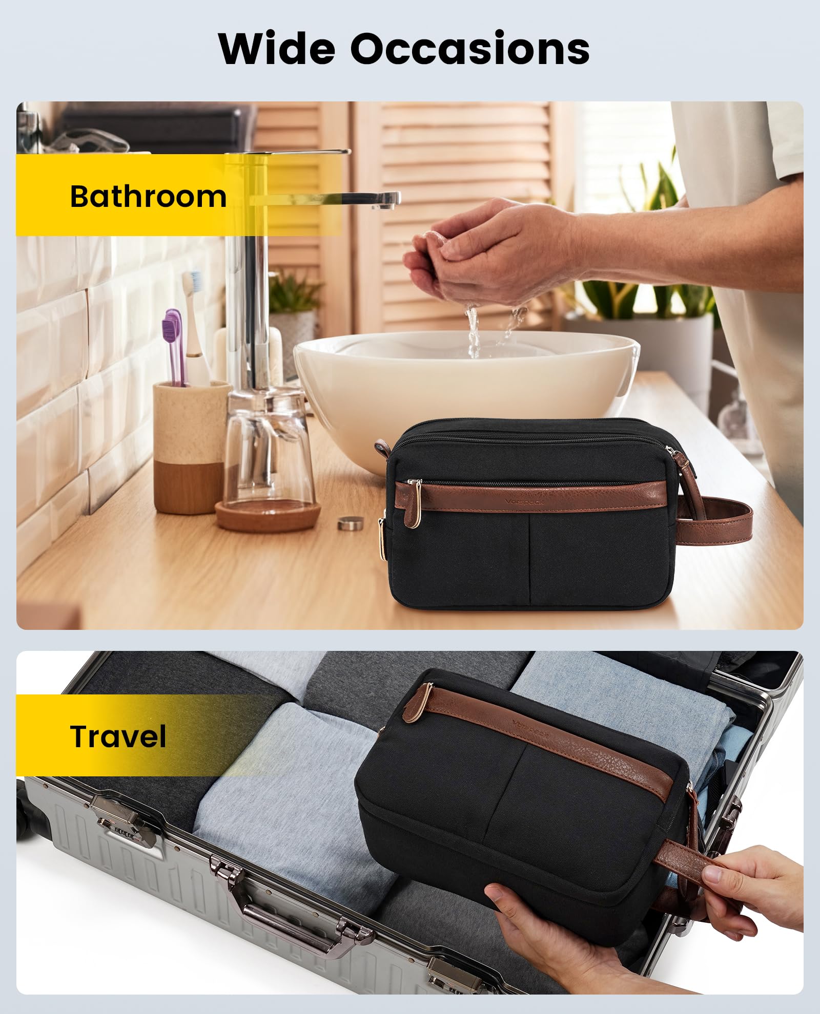 Vorspack reinforced handle and dual-zipper showing secure carry benefit