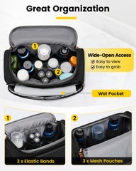 Vorspack wet/dry front pocket shown storing damp items safely
