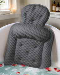 VOXOR front view of dark gray bath pillow showing contoured shape and comfort