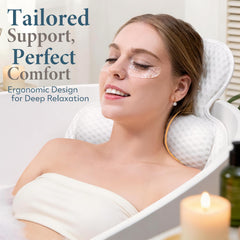 VOXOR pillow in tub and person reclining for relaxed spa-like soak