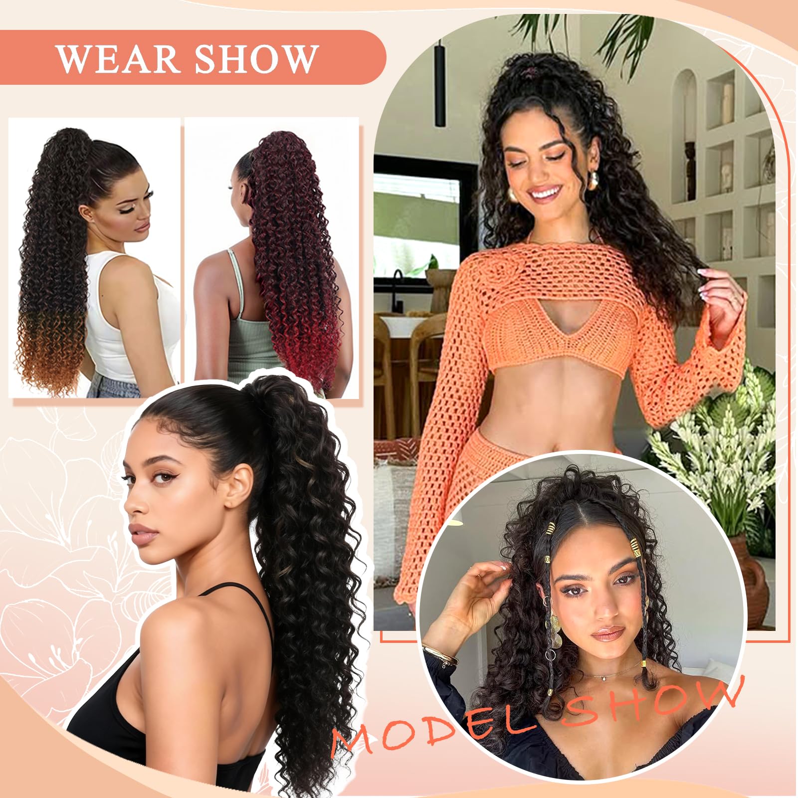 vroosar stored ponytail on hook demonstrating neat care and tangle-free benefit