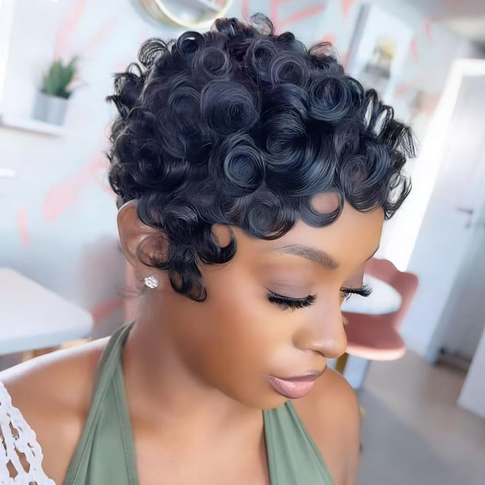 VRZ pixie front view showing natural hairline and polished look benefit