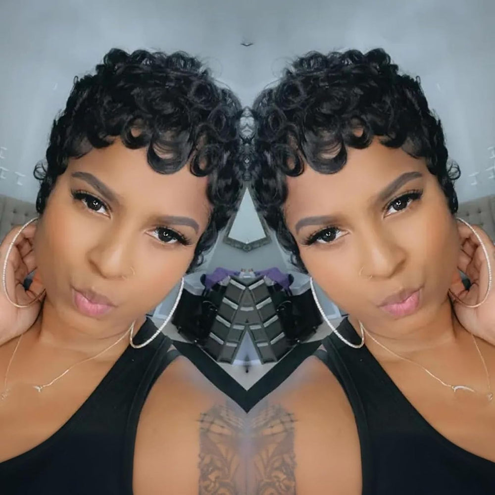 VRZ model wearing pixie wig in everyday setting for versatile styling