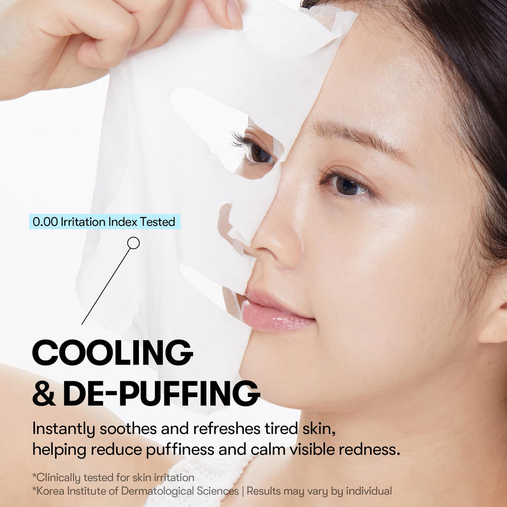 VT COSMETICS mask applied on face demonstrating cooling calming effect