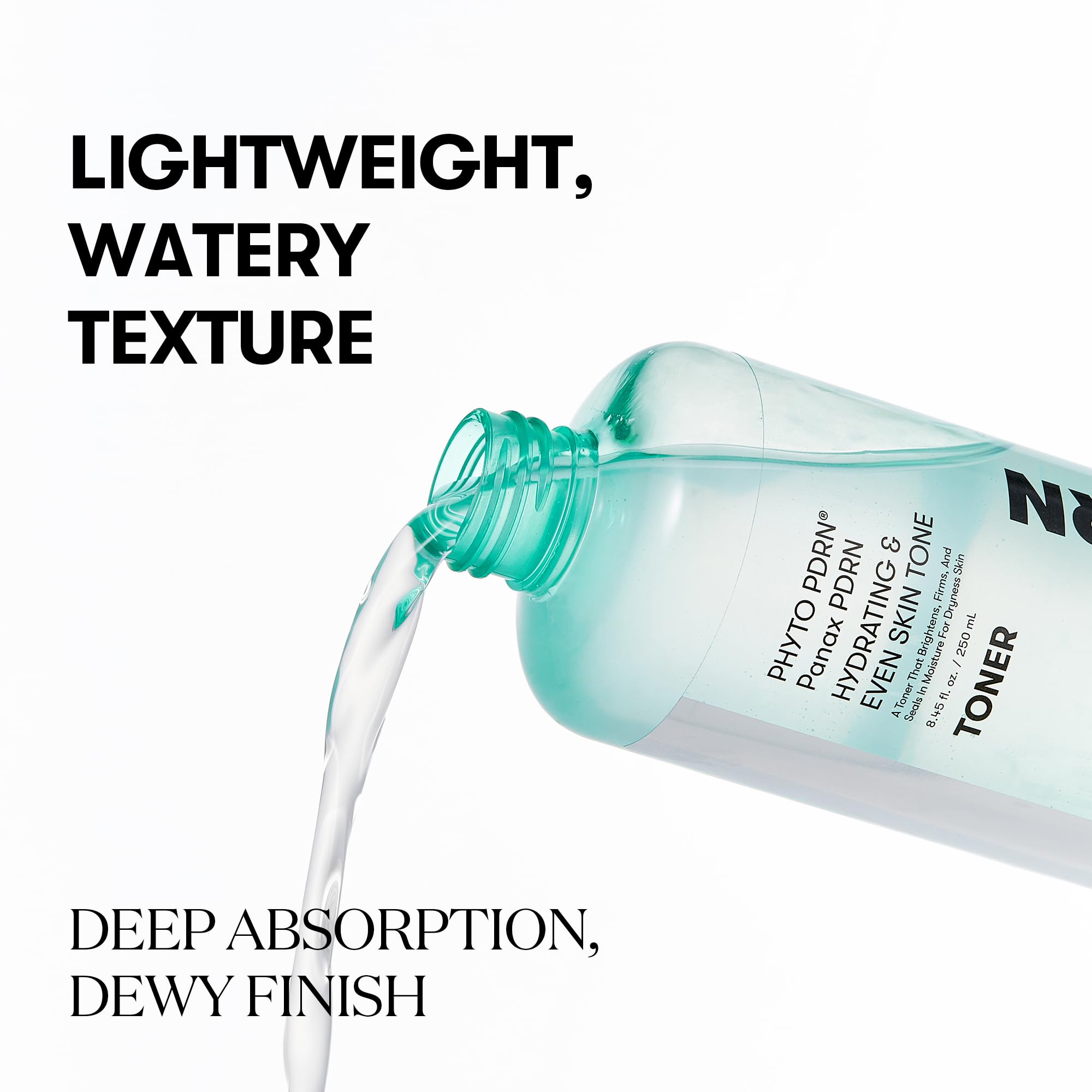 VT COSMETICS PDRN Toner being applied on hand demonstrating fast, non-sticky hydration
