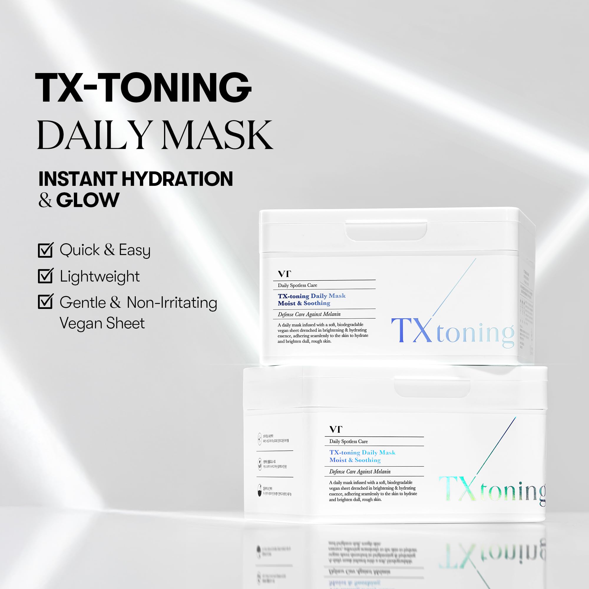 VT COSMETICS close-up of thin sheet texture delivering fast-absorbing hydration