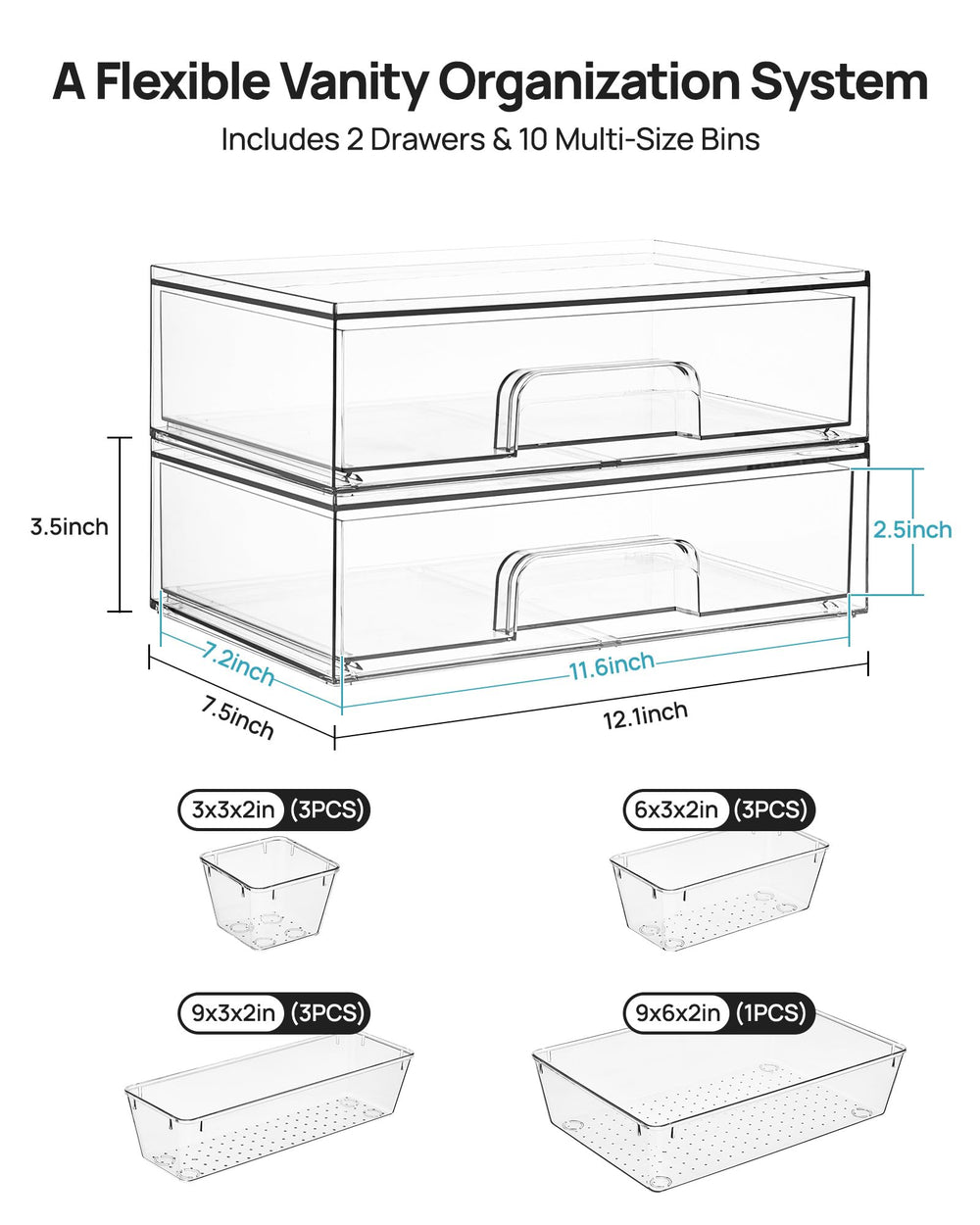 Vtopmart drawer open with trays demonstrating flexible configuration and storage