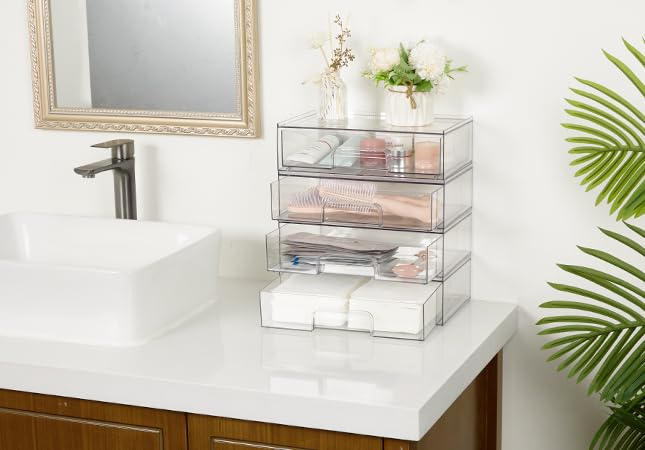 Vtopmart organizers filled with makeup palettes and brushes for visible sorting benefit
