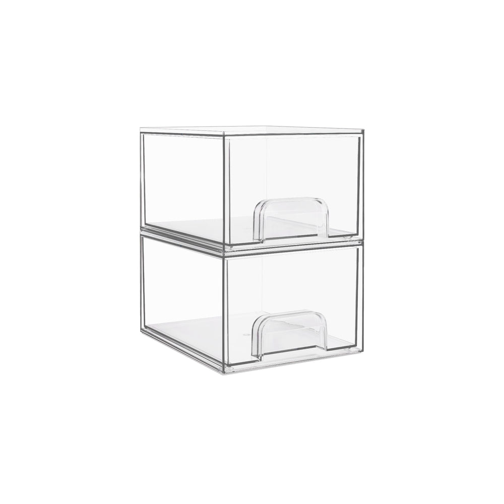 Vtopmart front view of two clear drawers showing compact storage and visibility